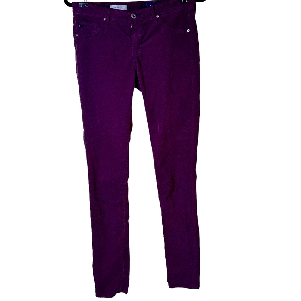 AG Adriano Goldschmied The Legging Super Skinny Maroon Purple Micro Corduroy